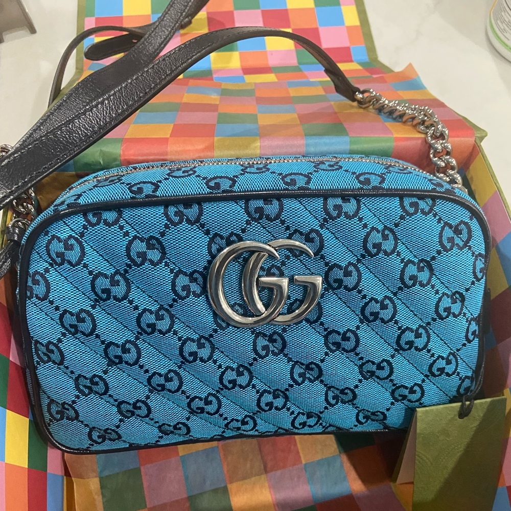 Blue Gucci Marmont bag